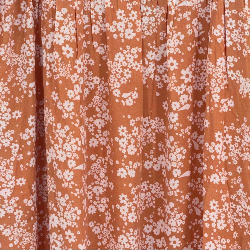 Floral Long Sleeve Dress orange peach and cream Midi bohemian NWT cottagecore L - Picture 6 of 13